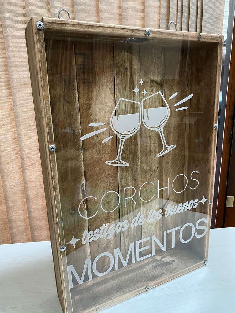 Porta Corcho Vino 60x40cm - Corchos Testigos de Buenos Momentos